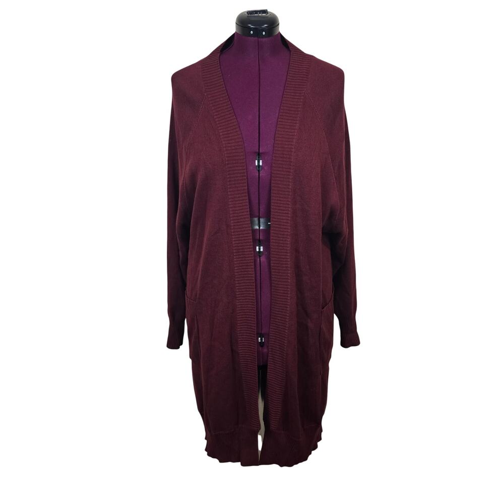 Women's TCEC Maroon Red Long Open Front Sweater Cardigan | Size Small